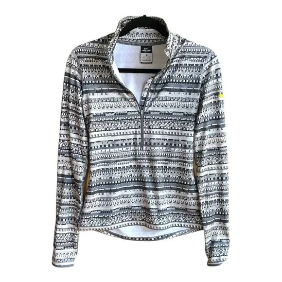 Nike Pro Size S Gray Black Beige Dri-Fit Hyperwarm Half Zip Pullover Shirt - Picture 2 of 7